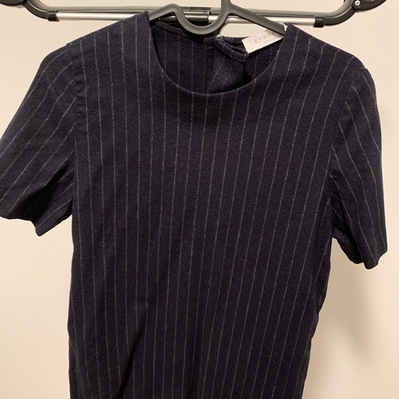 Everlane Pinstripe Navy Wool Top - Picture 3 of 5